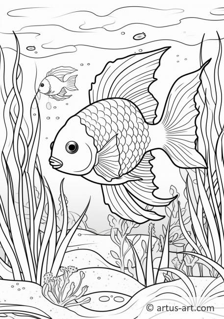 Página para Colorir Aventura de Peixes Tropicais